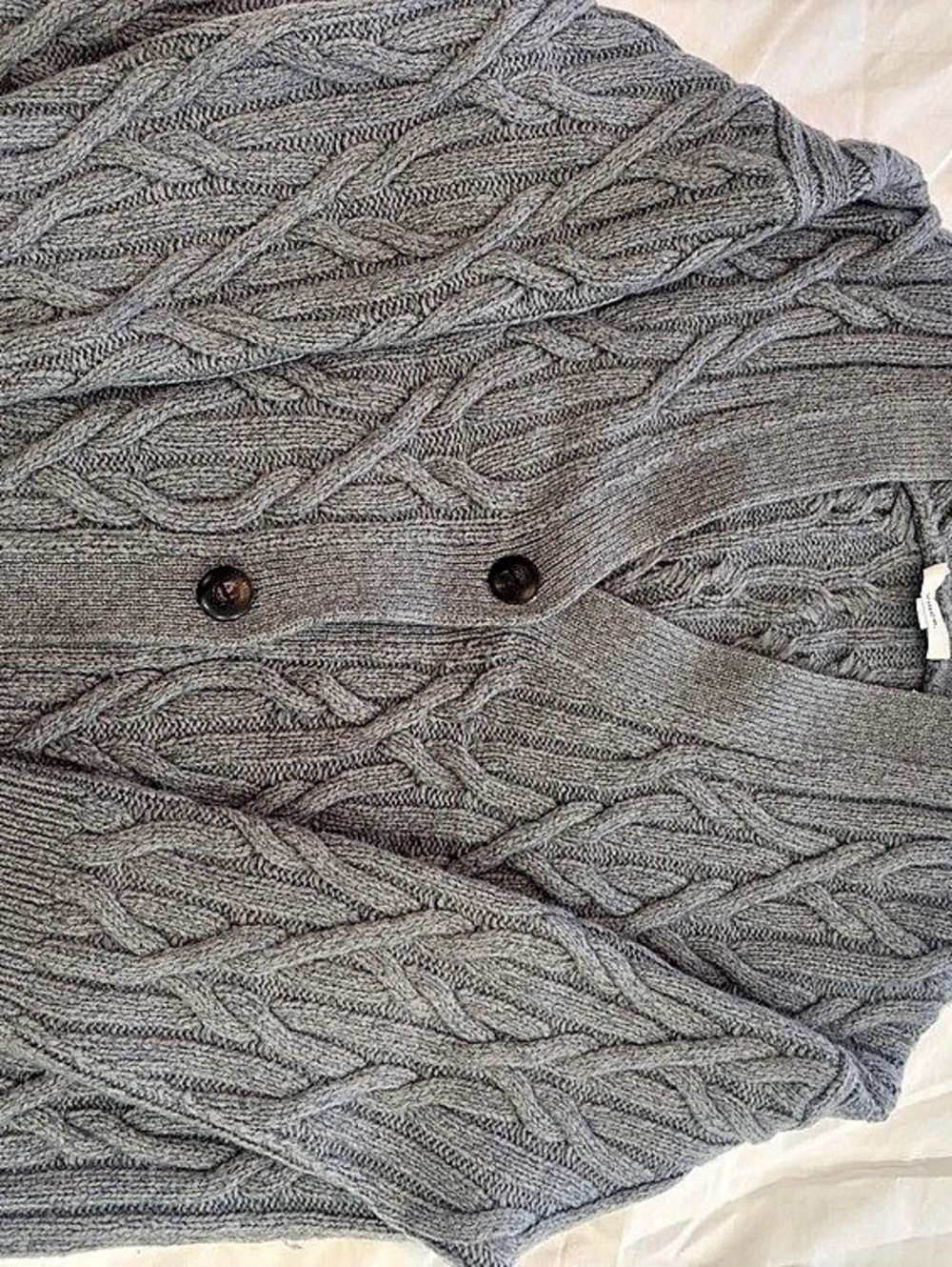 Vince Interlocking Cable Cardigan Gray Size Lrg